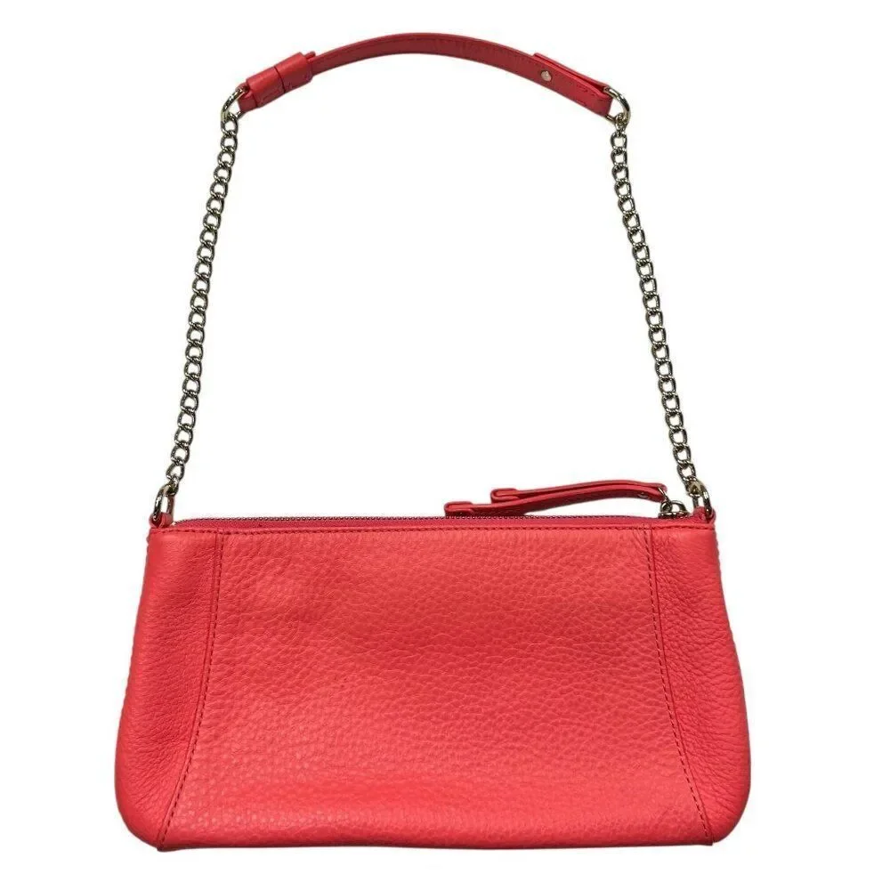 Kate Spade Wellesley Byrd Pebbled Leather Coral Pink Chain Strap Shoulder Bag